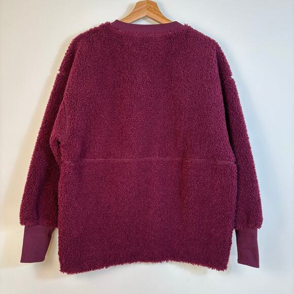 COS Oversized Teddy Fleece Sweatshirt Size XS Wool Blend Burgundy Crew Neck - Picture 7 of 13